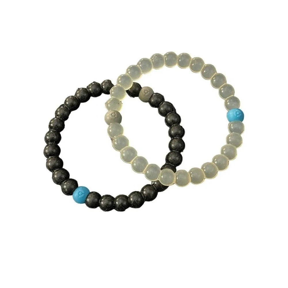 Set Of‎ 2 Black and White Beaded Fashion Style Child's Bracelets